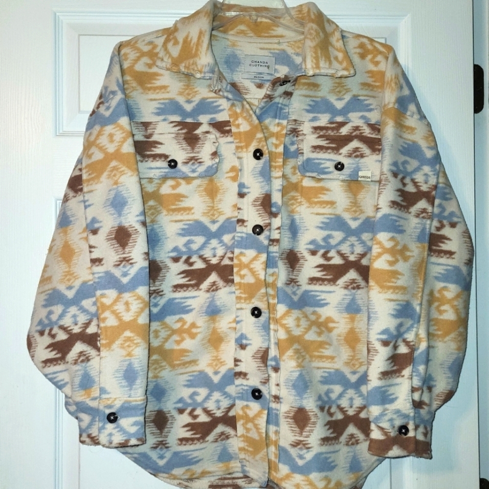 Ghanda Nevada Shacket Women's Size Medium Oversized Aztec‎ Heavy
